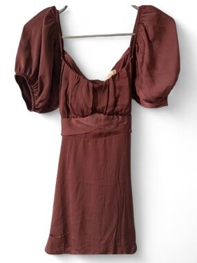 Altar'd State Mauve Puff-Sleeve Mini Dress